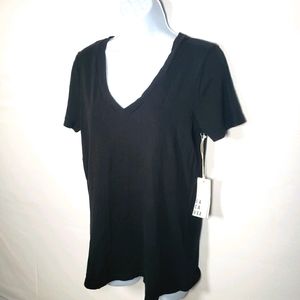 Anthropologie Lacausa Black Vneck Tshirt Size Sm